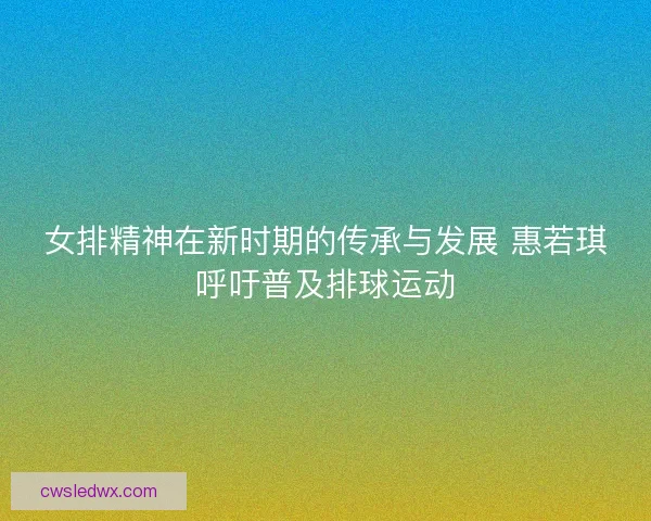 女排精神在新时期的传承与发展 惠若琪呼吁普及排球运动