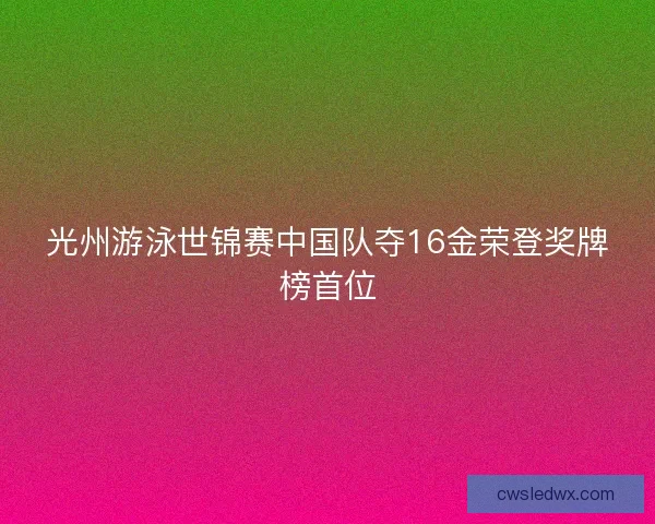 光州游泳世锦赛中国队夺16金荣登奖牌榜首位