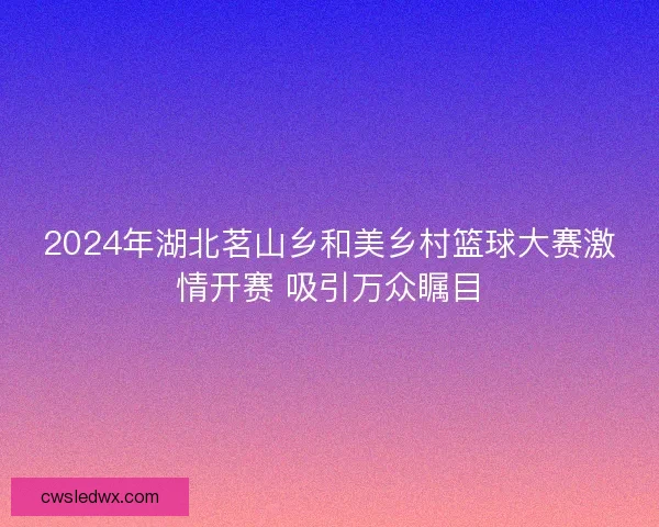 2024年湖北茗山乡和美乡村篮球大赛激情开赛 吸引万众瞩目 2024年湖北茗山乡和美乡村篮球大赛激情开赛 吸引万众瞩目