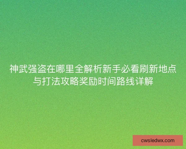 神武强盗在哪里全解析新手必看刷新地点与打法攻略奖励时间路线详解